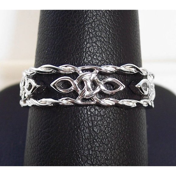 925 STERLING SILVER Celtic Autumn Open Work Eternity Band Ring - Picture 12 of 15